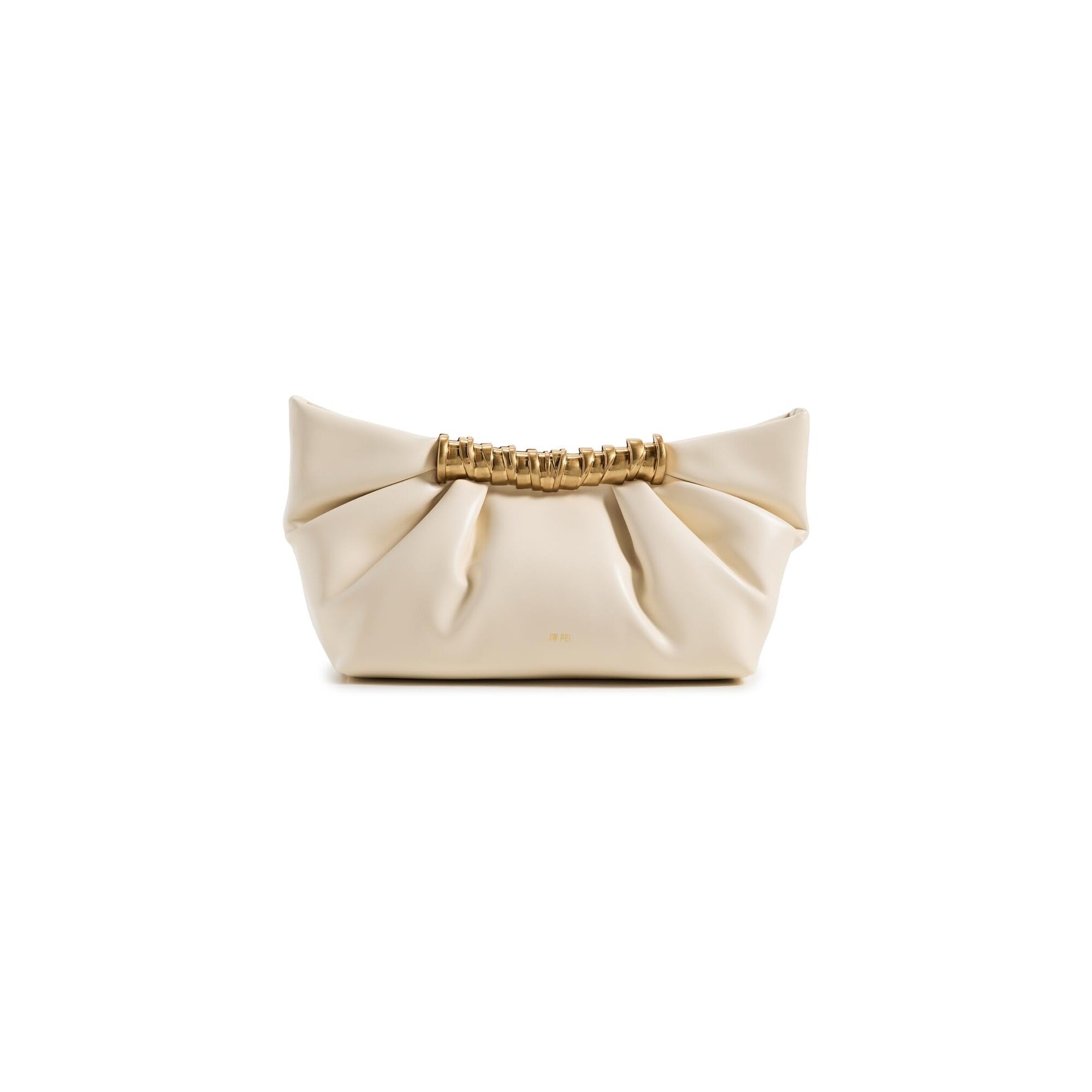 9754 Leia Pleated Clutch, White, One Size